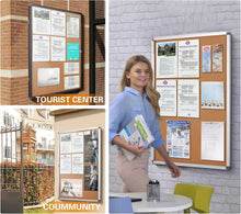 Load image into Gallery viewer, Compact Lockable Cork Board for Offices &amp; Schools - 20"x14" Display Case