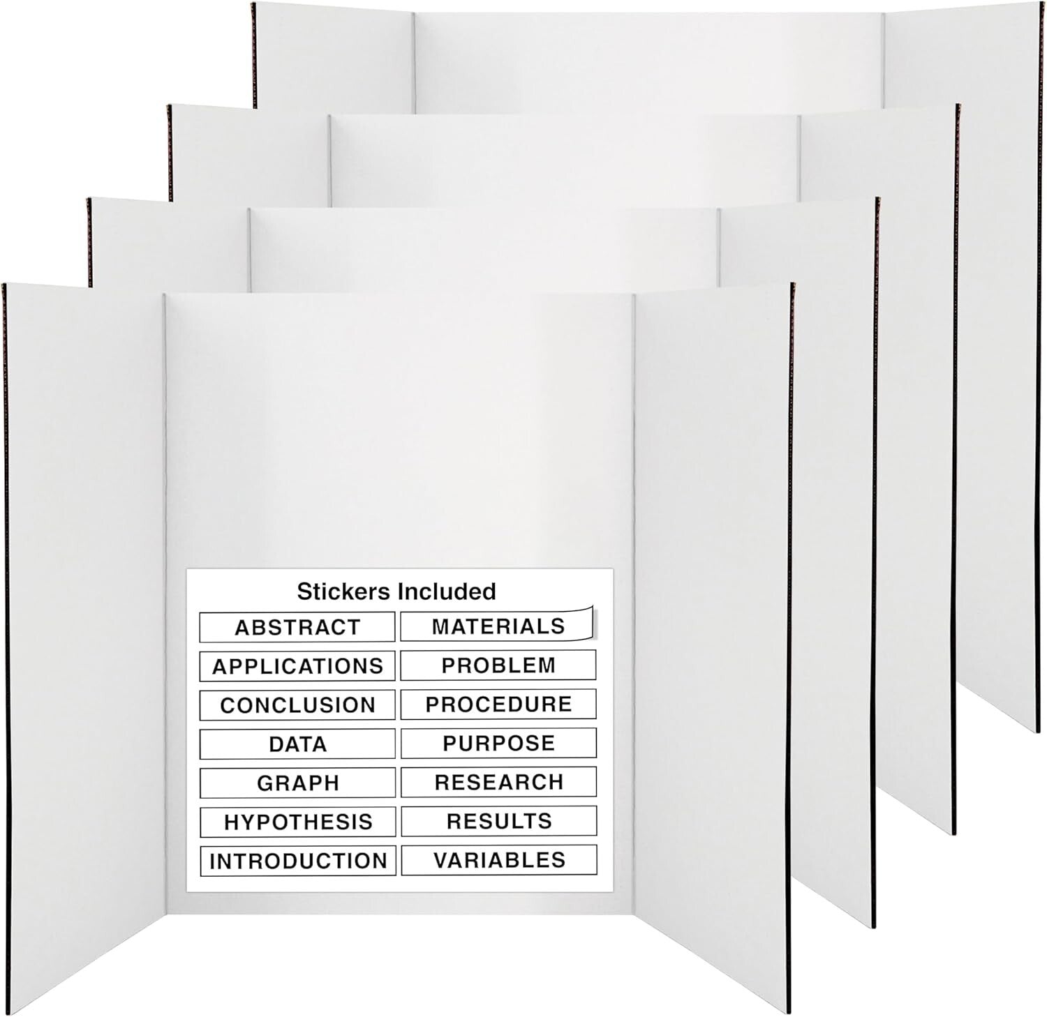 Premium White Tri-Fold Display Boards 36" x 48" - Lightweight & Portable