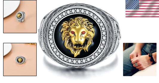 Exquisite Lion Head Ring in 925 Silver for Men - Graduation and Birthday Gift