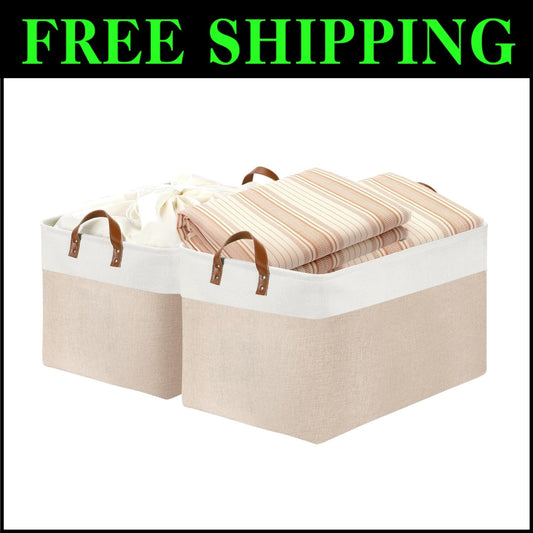 Extra Large Fabric Storage Baskets - 22" x 15" x 13" - Stylish Organization