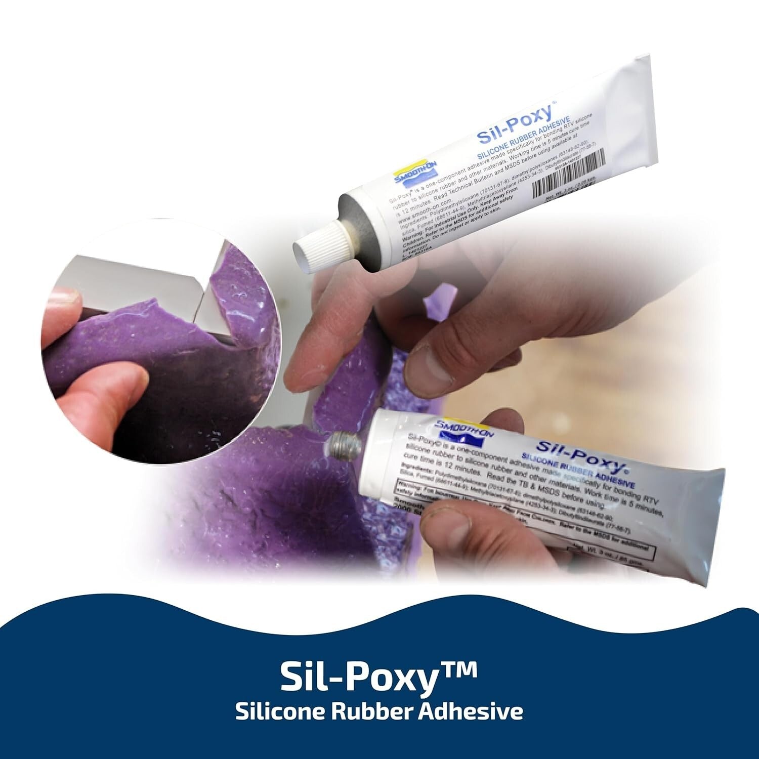 SIL-Poxy 3oz Silicone Rubber Adhesive - Strong, Skin Safe & Weather Resistant
