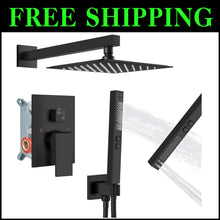 Load image into Gallery viewer, High-Pressure Matte Black Shower Faucet Set - Wall Mount 8" Rain &amp; Handheld