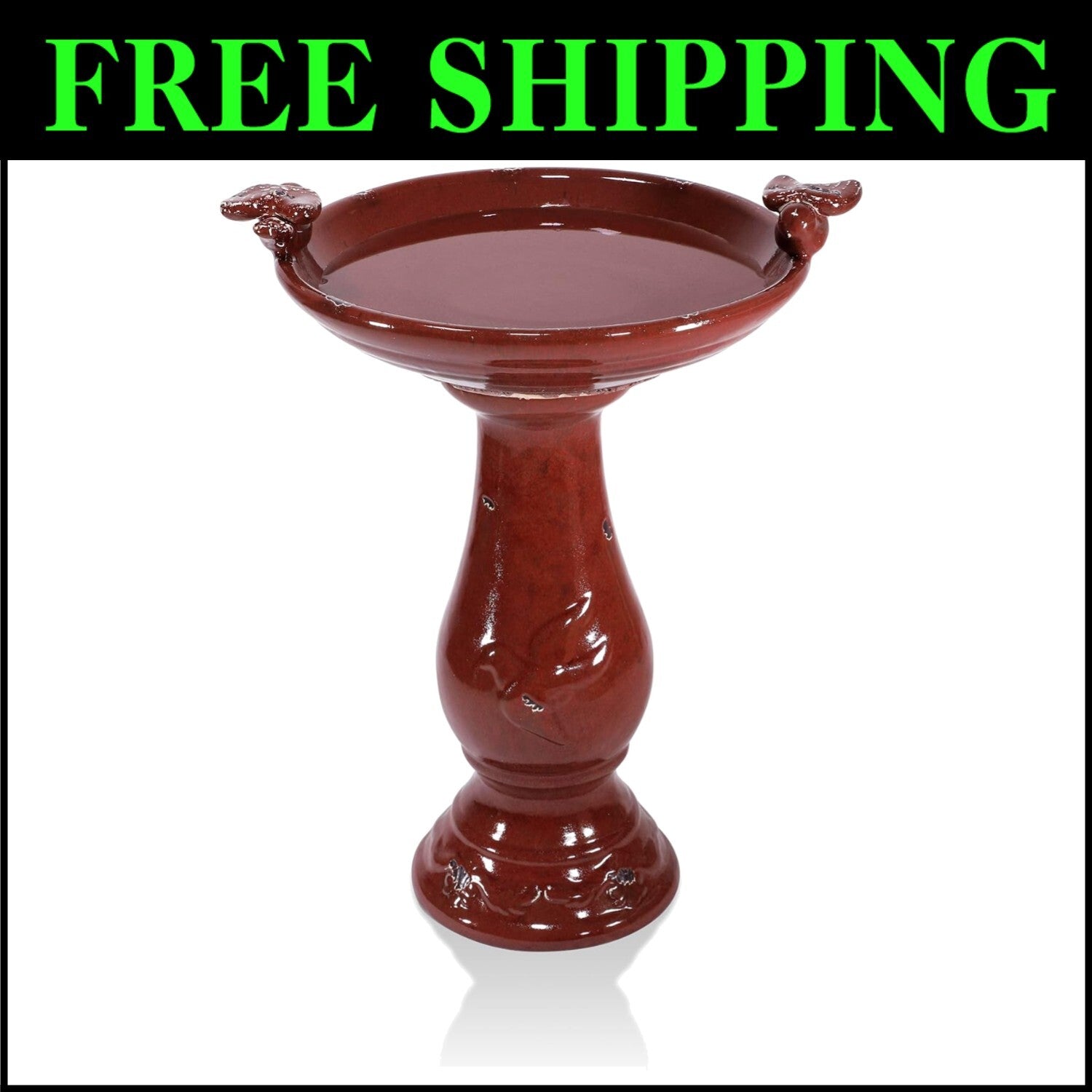 Antique-Style 25" Tall Outdoor Birdbath with 2 Figurines for Perfect Yard Accent
