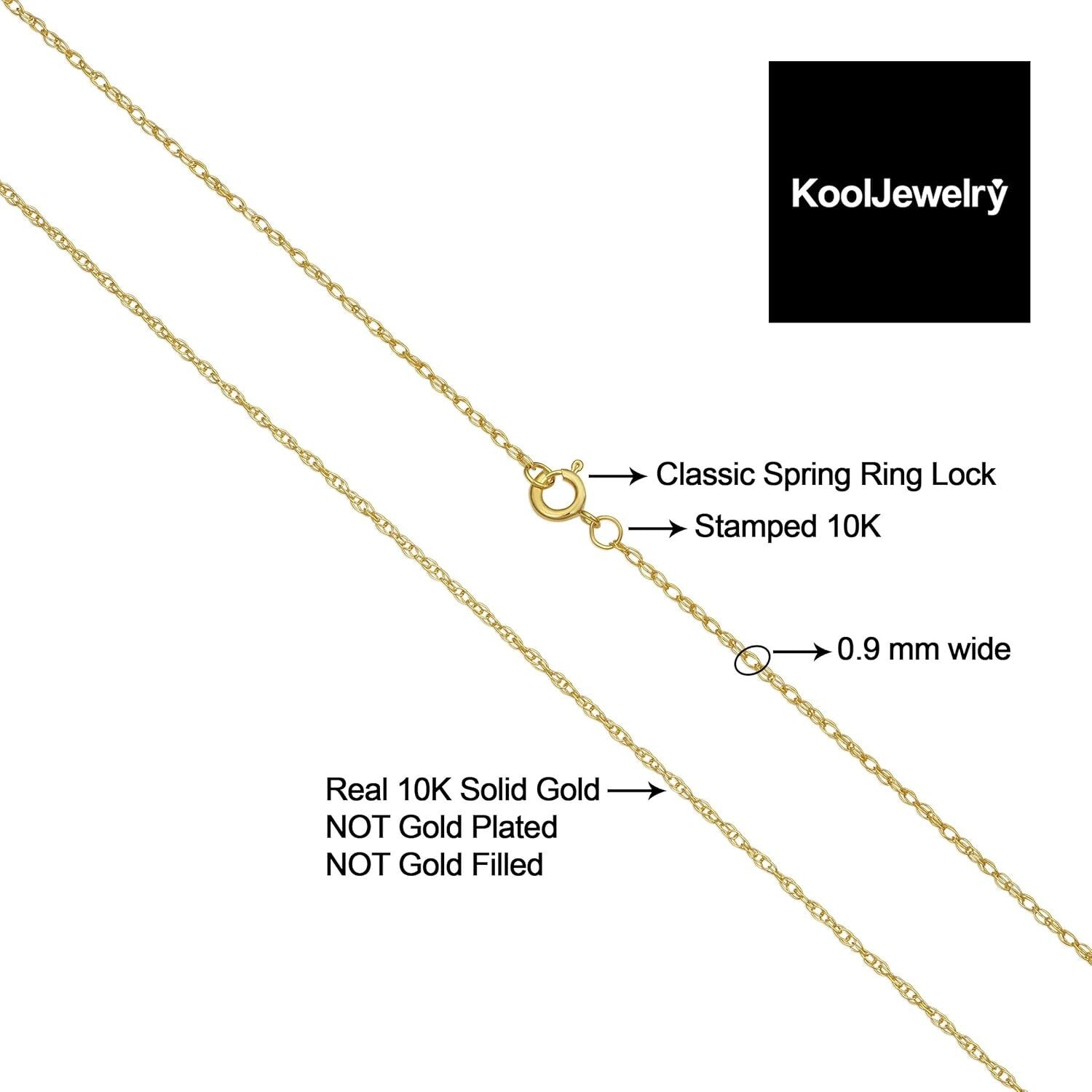 Elegant 10k Yellow Gold Rope Chain Necklace - Lightweight & Tarnish-Proof, 18"
