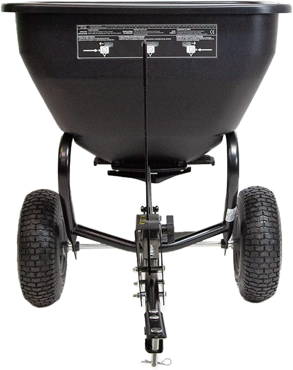 Tow Behind Broadcast Spreader - 175 lb Capacity with Universal Hitch & Autoflow