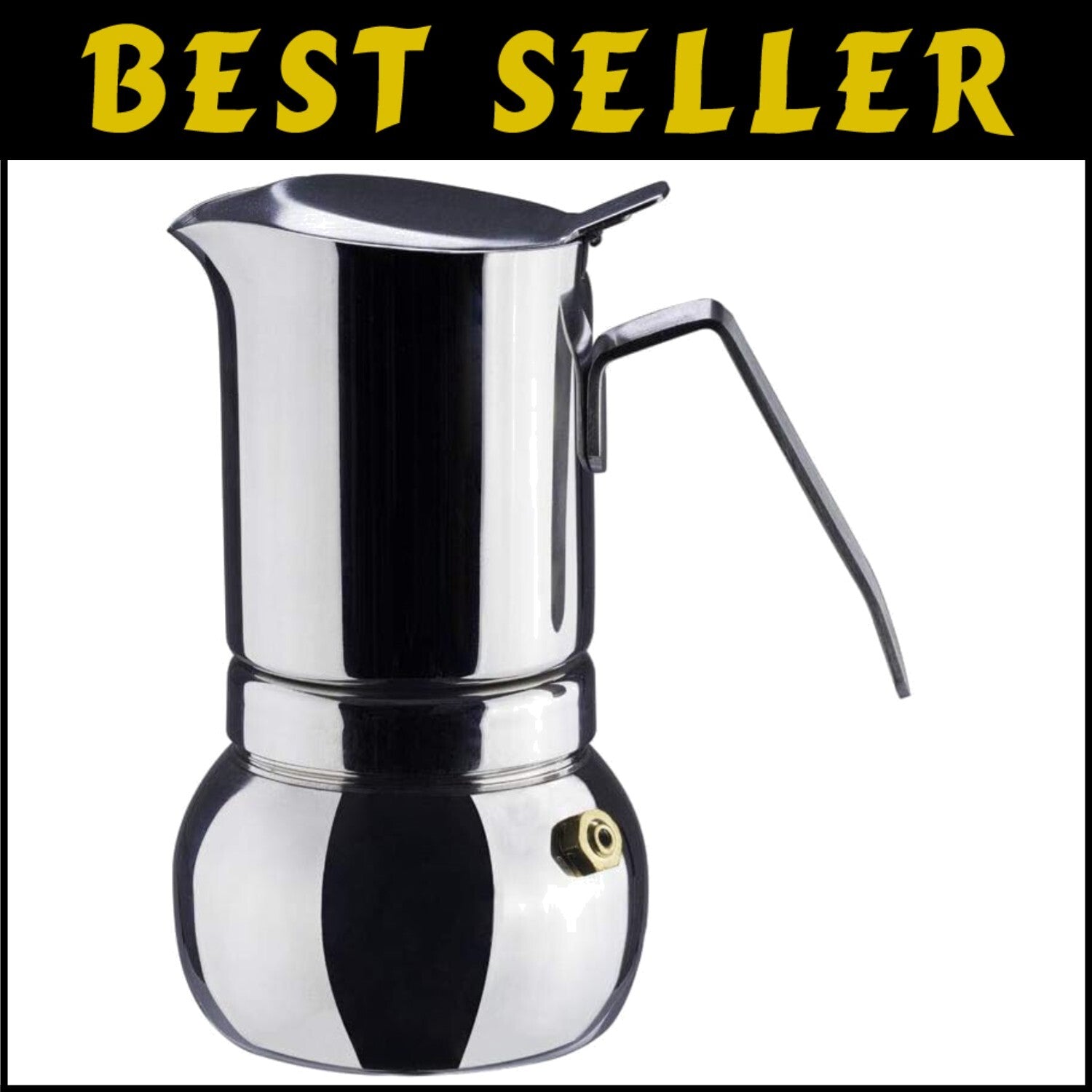 304 Stainless Steel Moka Pot - Manual Espresso Maker, 6 Cup Capacity, Easy Clean