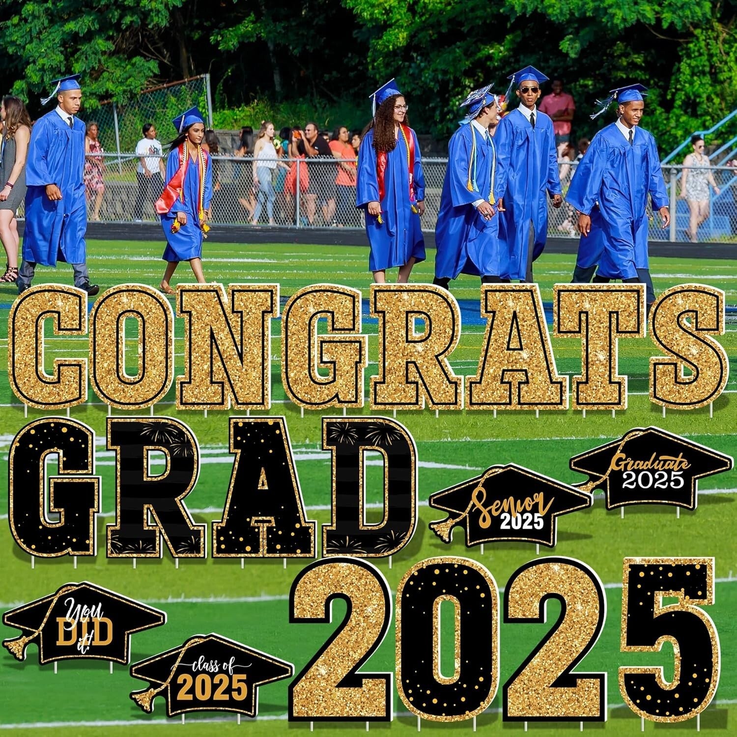 Celebrate Graduation with 20 PCS Black Gold Signs, 2025 Graduation Yard Decor