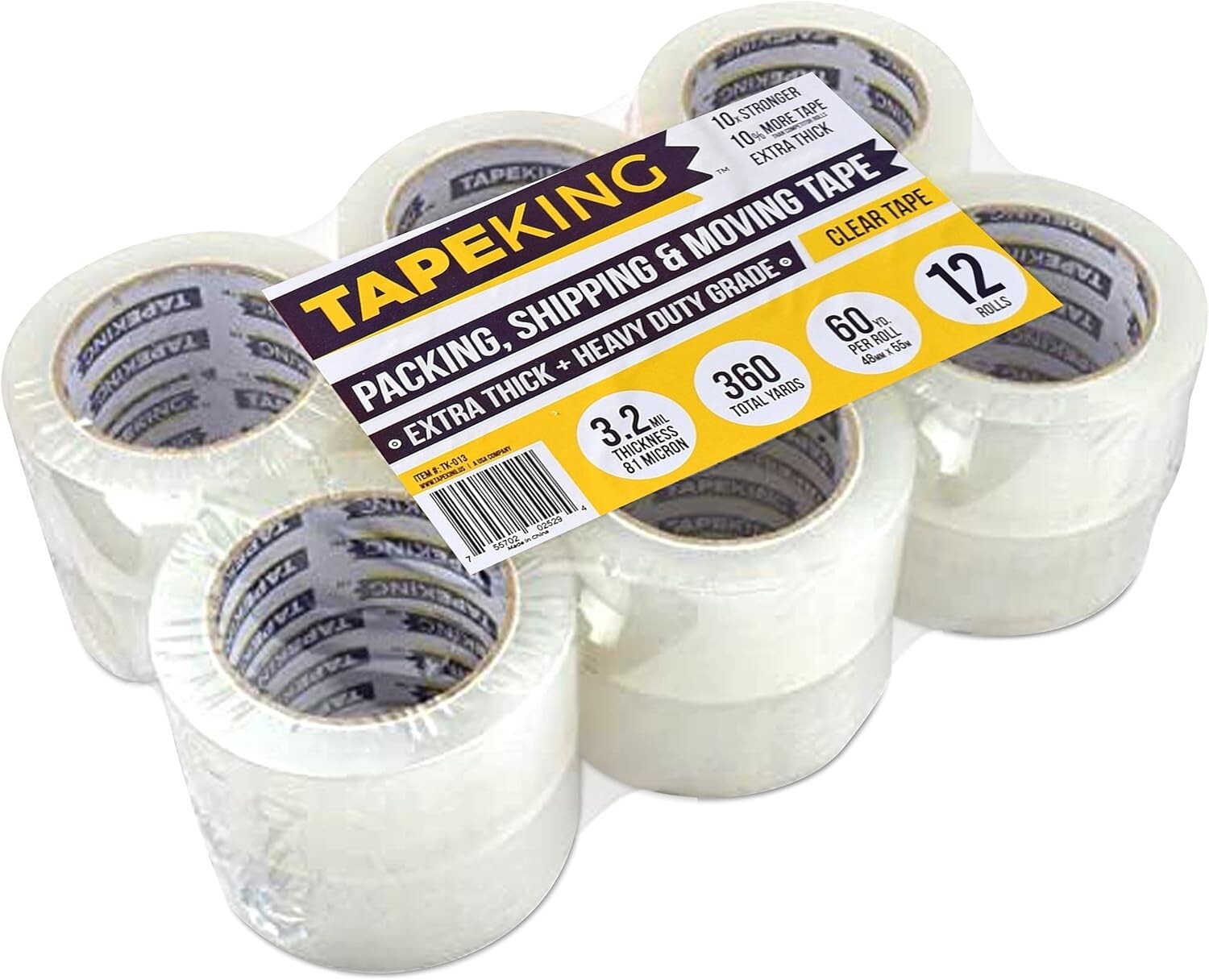 12 Heavy Duty Clear Tape Rolls - 60 Yards Each, Waterproof for All Packing Needs