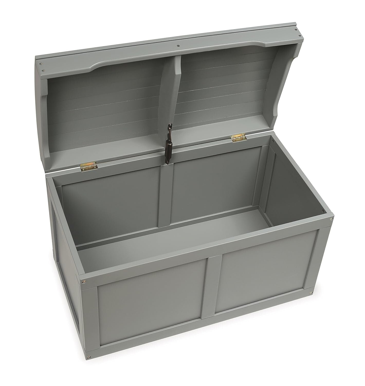 Elegant Gray Hardwood Toy Box with Support Hinge - Perfect for Kids Storage