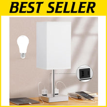 Load image into Gallery viewer, Stylish Touch Night Lamp with USB &amp; AC Outlets - Perfect for Bedroom or Office