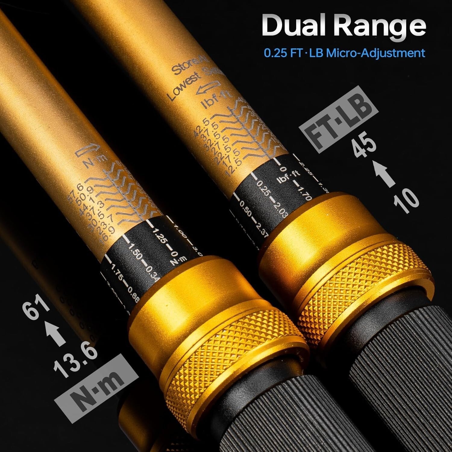 High-Precision Torque Wrench 10-45 ft-lbs with Dual Magnetic Spark Plug Sockets