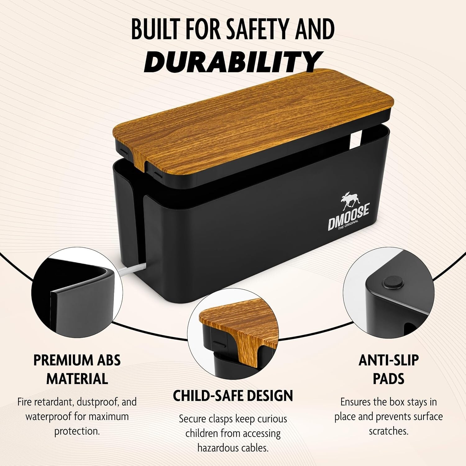 Stylish 2-Pack Desk & Floor Cable Management Boxes - Dust and Spill Protection