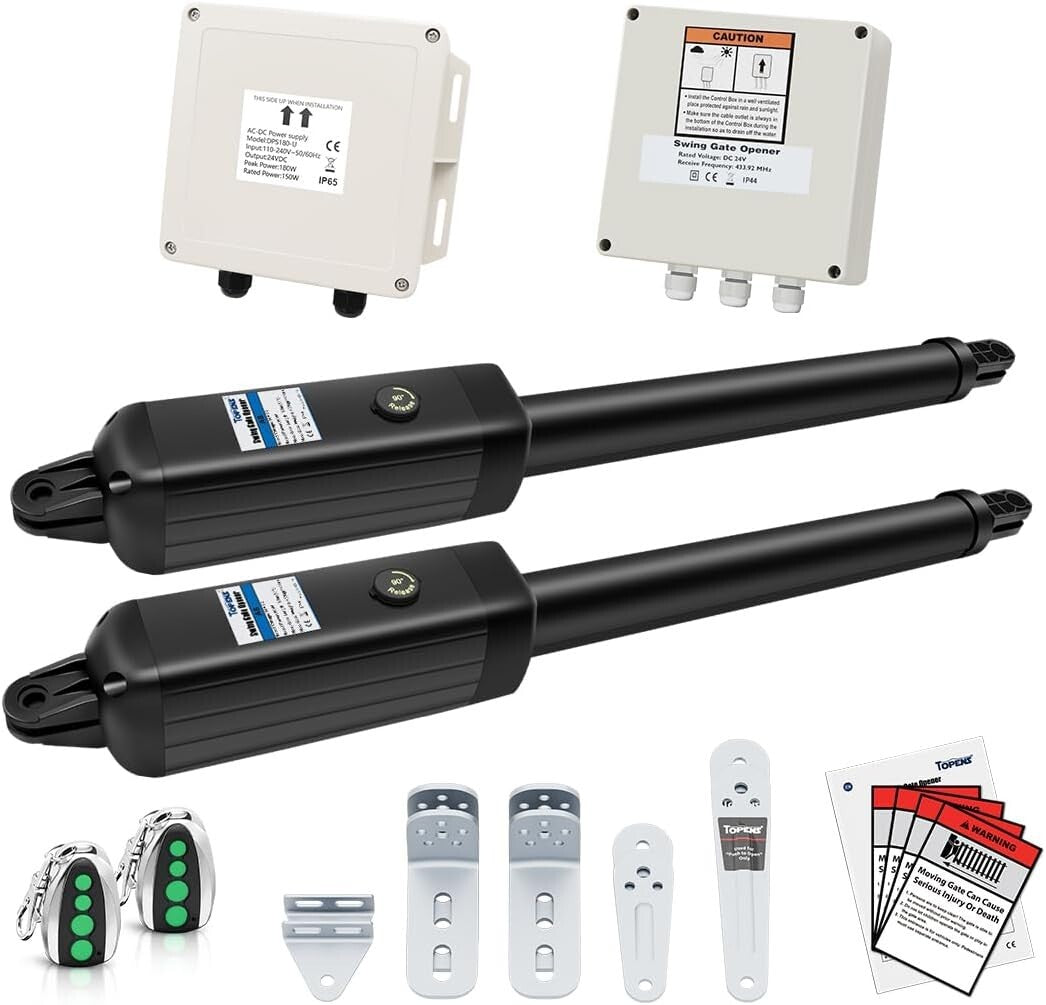 Remote-Controlled Heavy-Duty Gate Opener for Dual Swing Gates – 880lbs Capacity