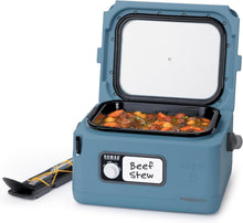Load image into Gallery viewer, Spill-Proof 8-Quart Blue Slow Cooker with Detachable Utensil Holder for Travel