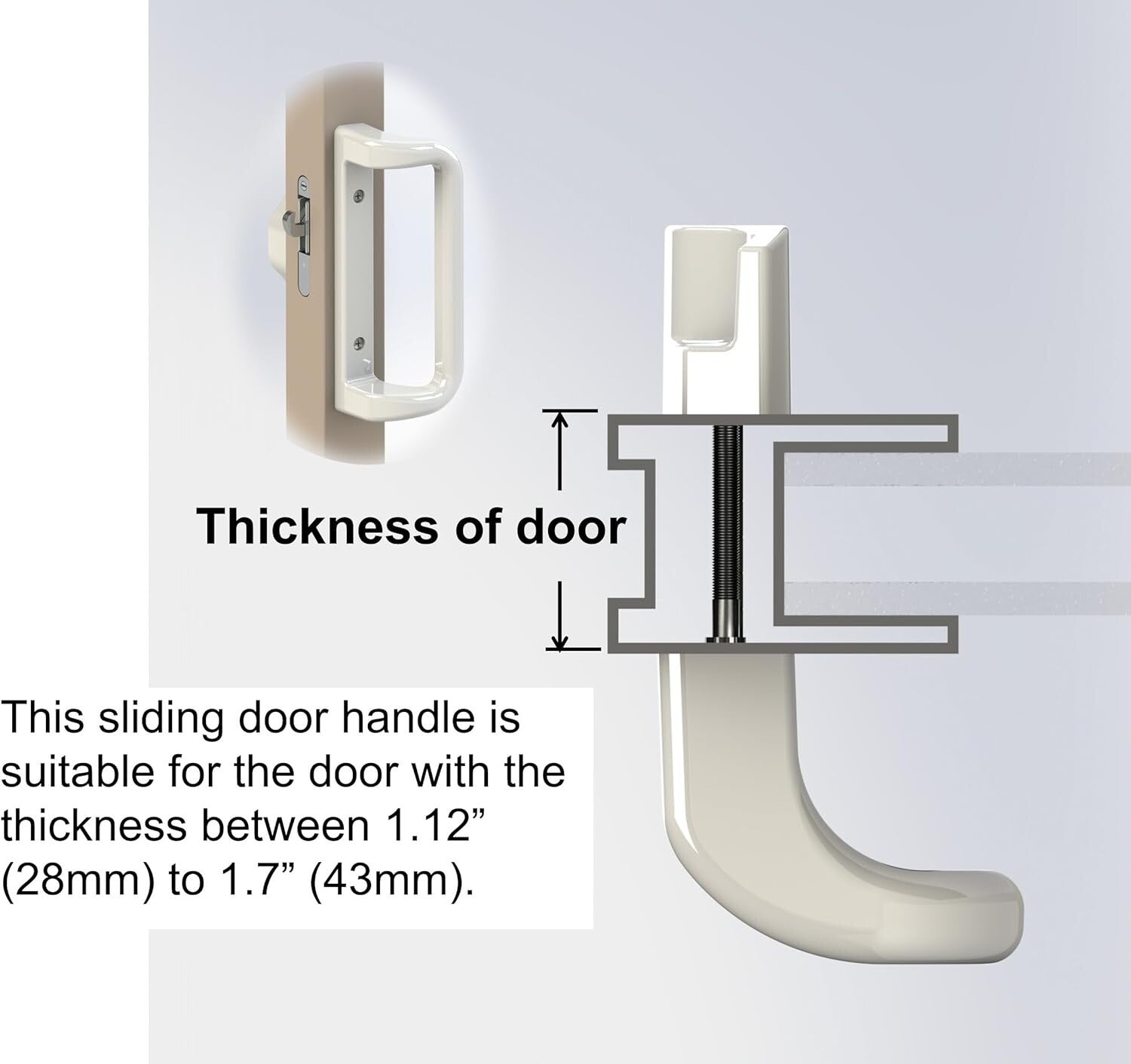 Elegant White Patio Door Handle Set with Cylinder Lock for Stylish Homes