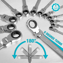 Load image into Gallery viewer, Professional 13-Piece Chrome Plated Flex-Head Wrench Set with Rolling Organizer