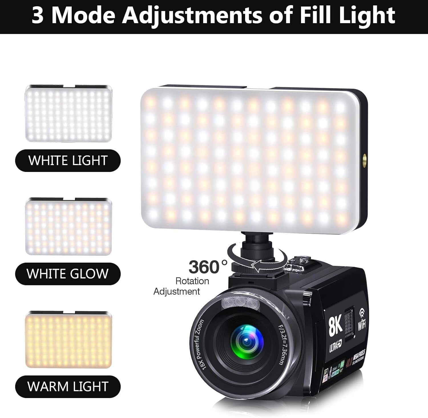 Lightweight 8K Vlogging Camera with WiFi & 18X Digital Zoom, Ideal for All Ages