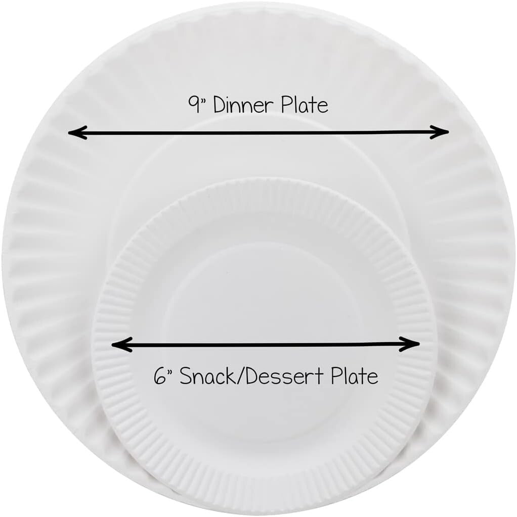 Eco-Friendly 6" Uncoated White Paper Plates - 1,000 Bulk Pack for Parties