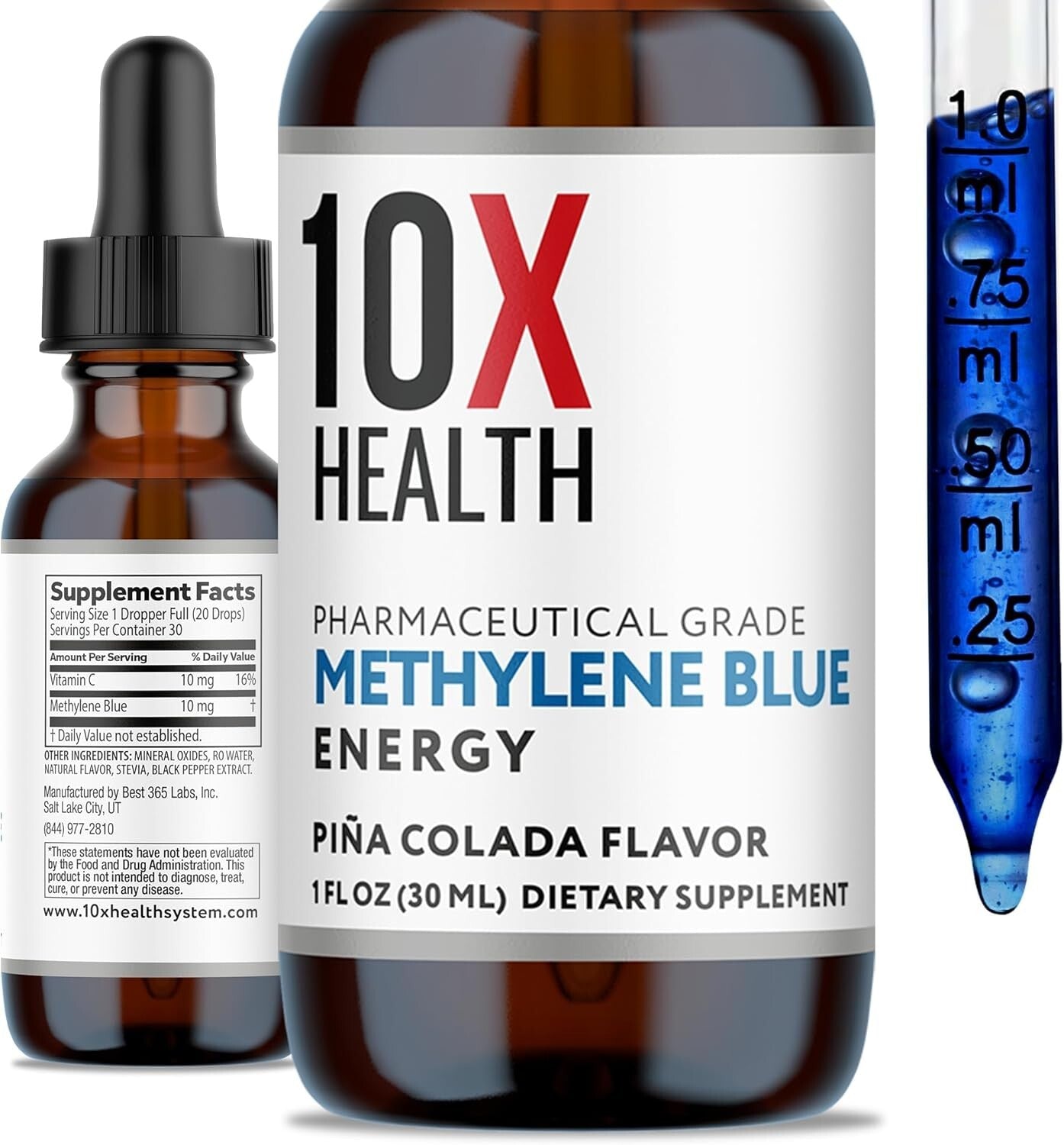 30ml Vegan Methylene Blue Liquid Drops with Black Pepper for Cognitive Support