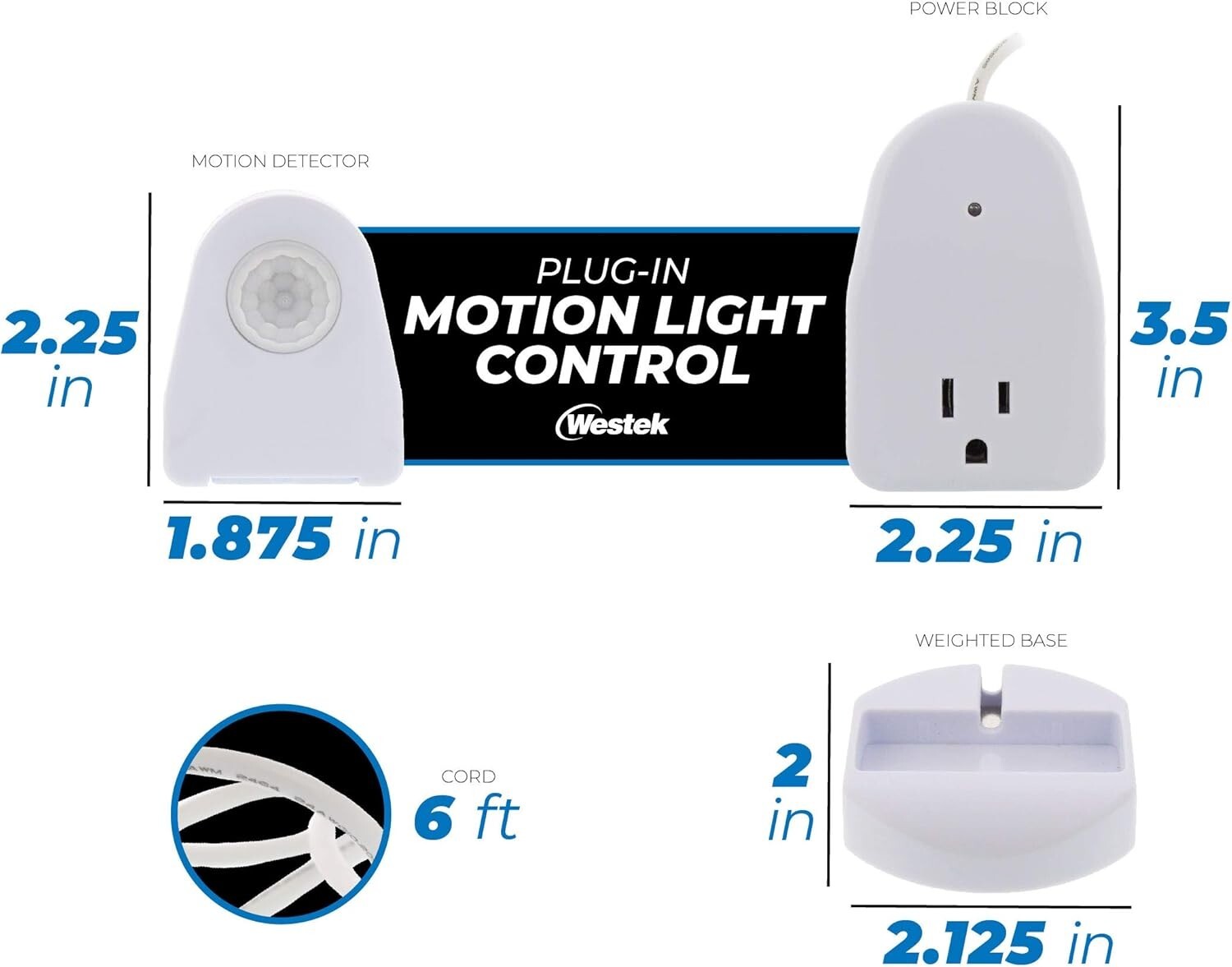 Easy Install Motion Sensor Light Control for Home - 2 Pack, 25ft Detection