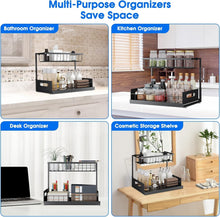 Load image into Gallery viewer, 2-Pack Adjustable L-Shape Under Sink Organizer - Rust-Resistant &amp; Multi-Purpose