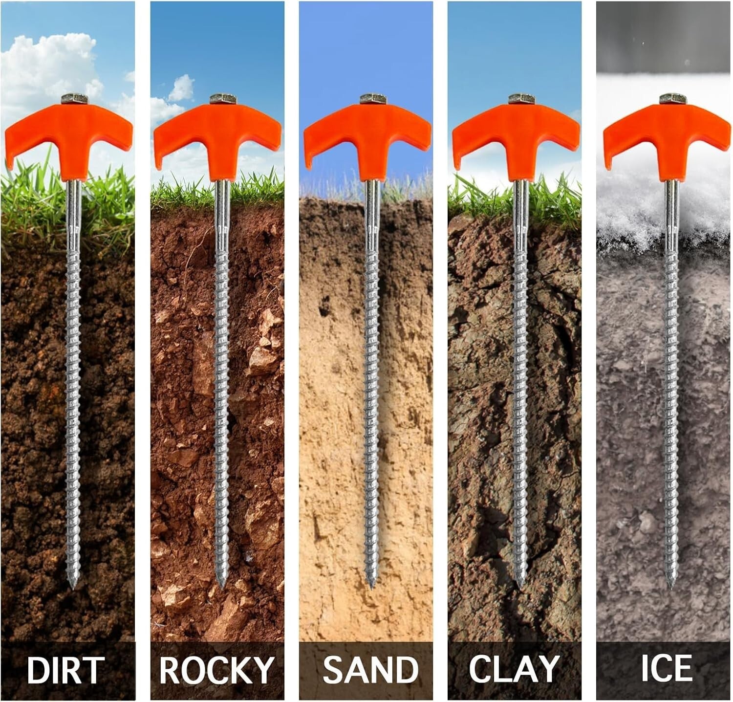 Outdoor Essential: 30 Heavy Duty Screw-In Tent Stakes with Sturdy Storage Bag