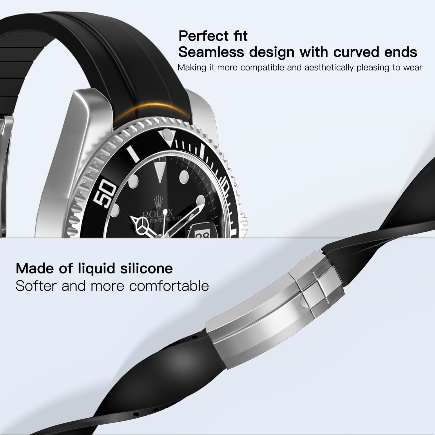 Change Your Style with 20mm Rubber Watch Band - Black, Blue & Green Choices