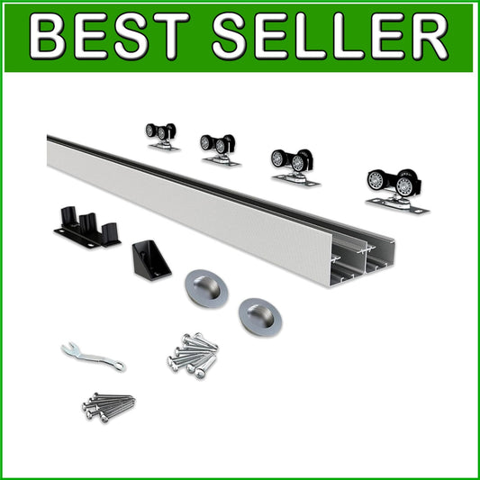 Bypass Door Hardware Set 72" for 2 Doors - Quietly Operating Aluminum Track