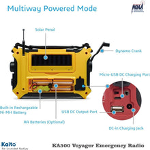 Load image into Gallery viewer, Compact Yellow Solar Power Dynamo Radio with Reading Lamp &amp; Mobile Charger