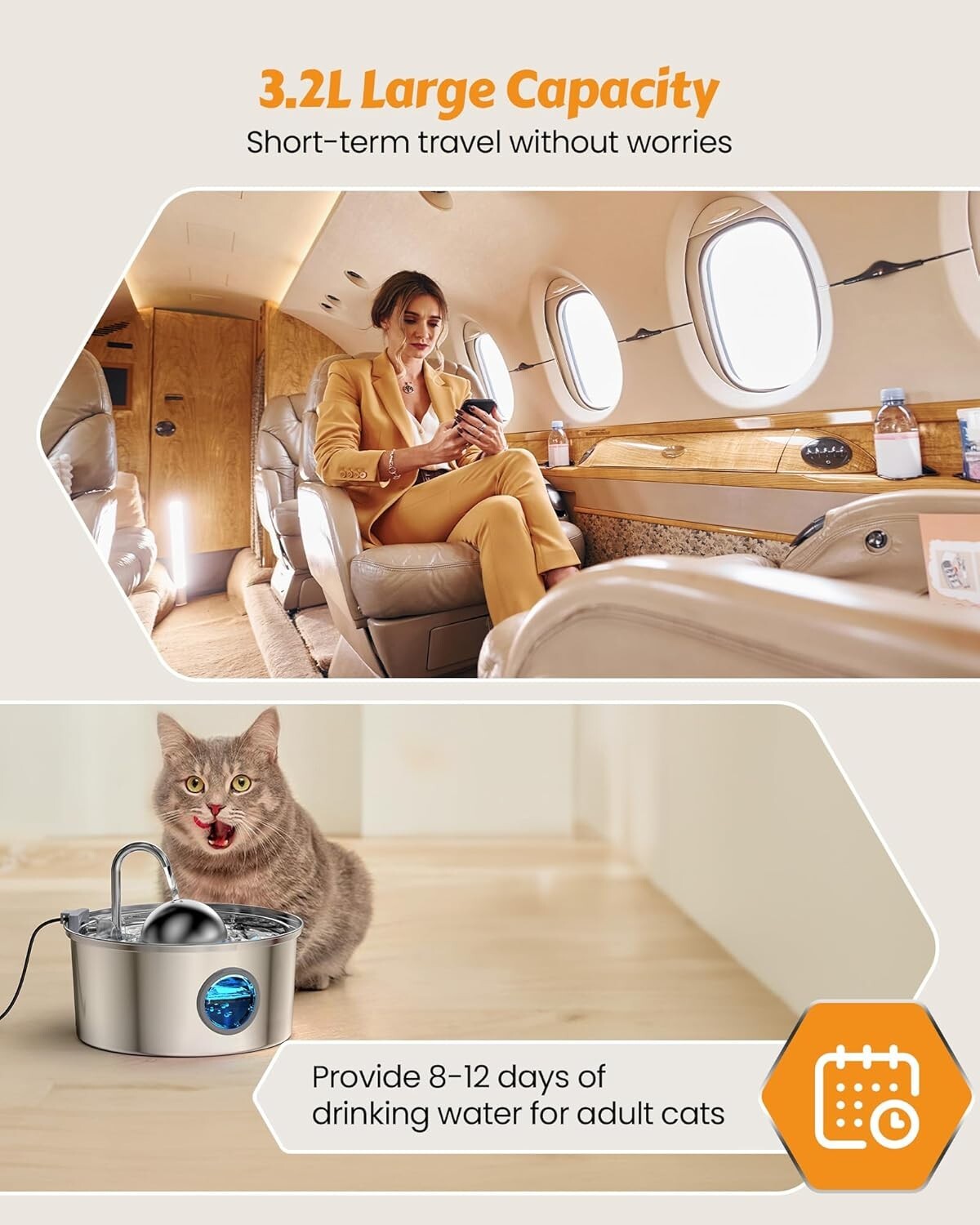 108oz Stainless Steel Cat Water Fountain - Auto Dispenser for Healthy Hydration