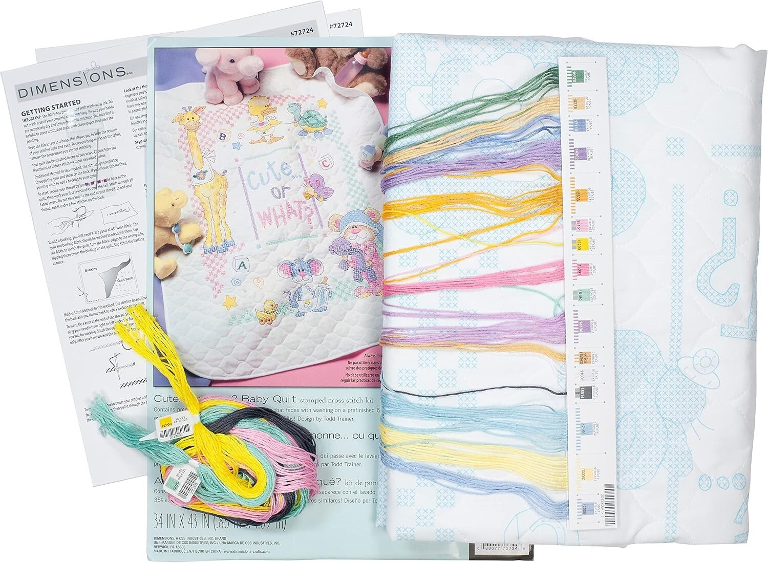 Unique DIY Stamped Cross Stitch Quilt Kit - Perfect for New Parents, 34'' x 43''