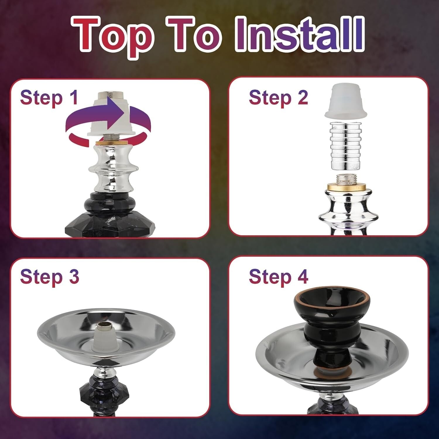 Elegant 22'' Premium Hookah Set - Glass Vase, Ceramic Bowl & Coal Tongs Included