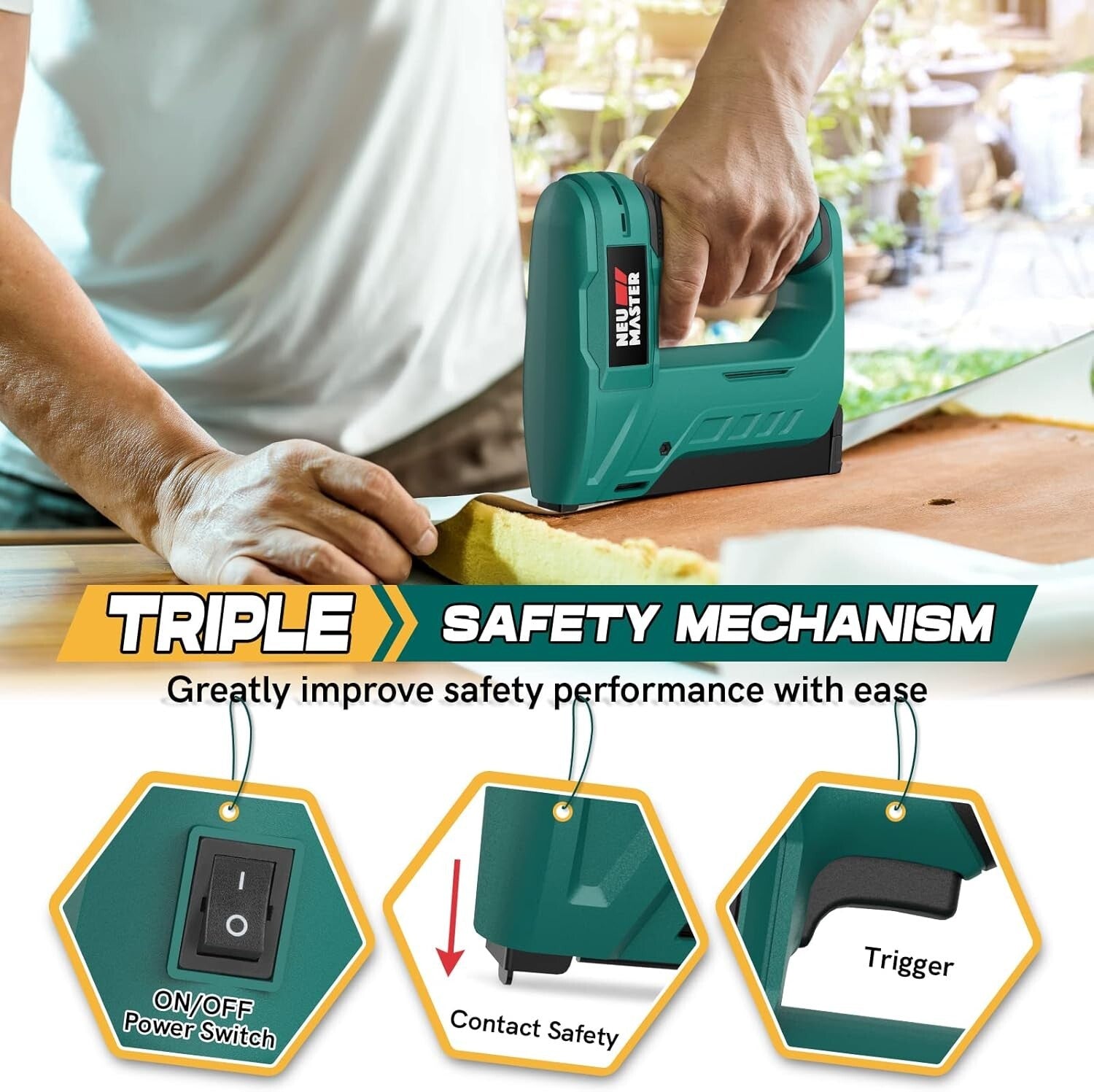 Lightweight Impact Drive Cordless Stapler with T50 Staples - 504 Count Included
