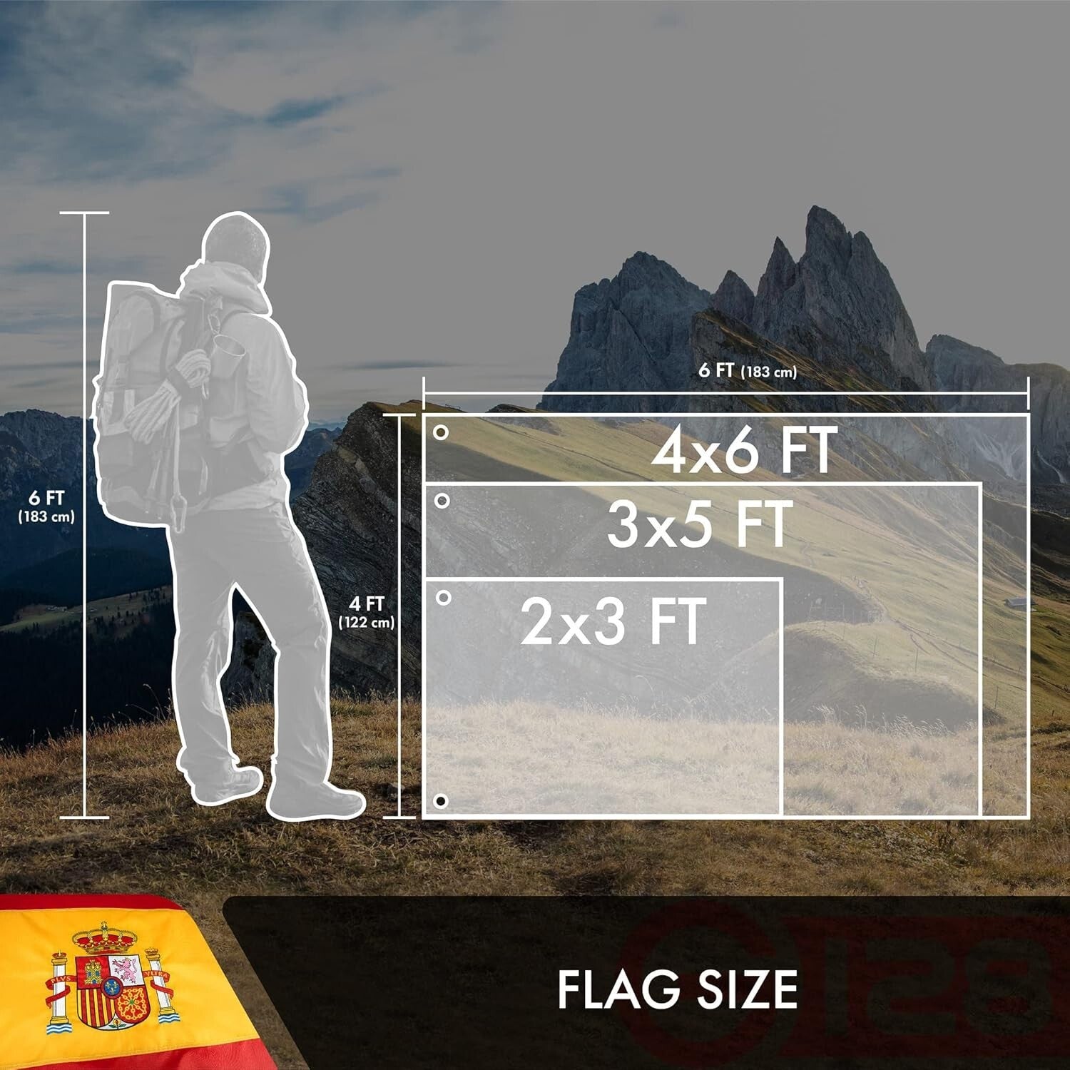 3x5 Ft Spain Flag - Premium Double Sided Embroidered Polyester with Grommets