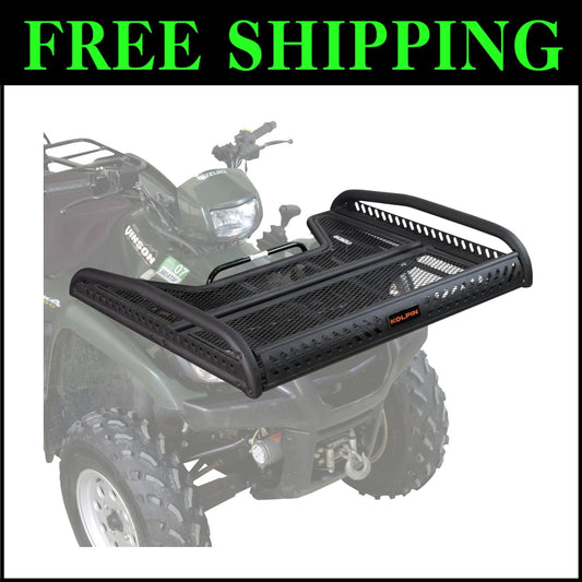 Versatile Black ATV Flat Rack, 110-220 lbs Load Capacity - Easy U-Bolt Mounting