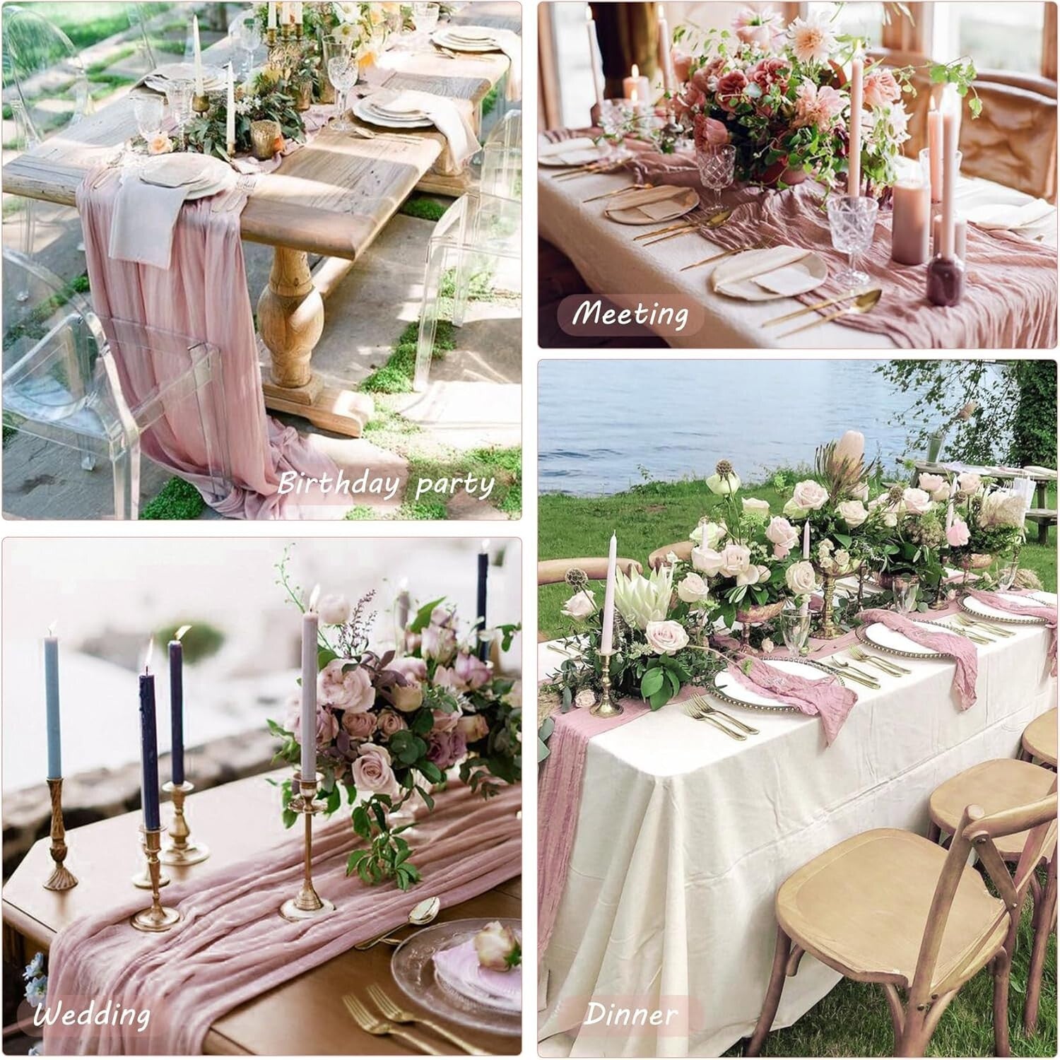 10Ft Dusty Pink Cheesecloth Table Runners - Perfect for Weddings & Celebrations
