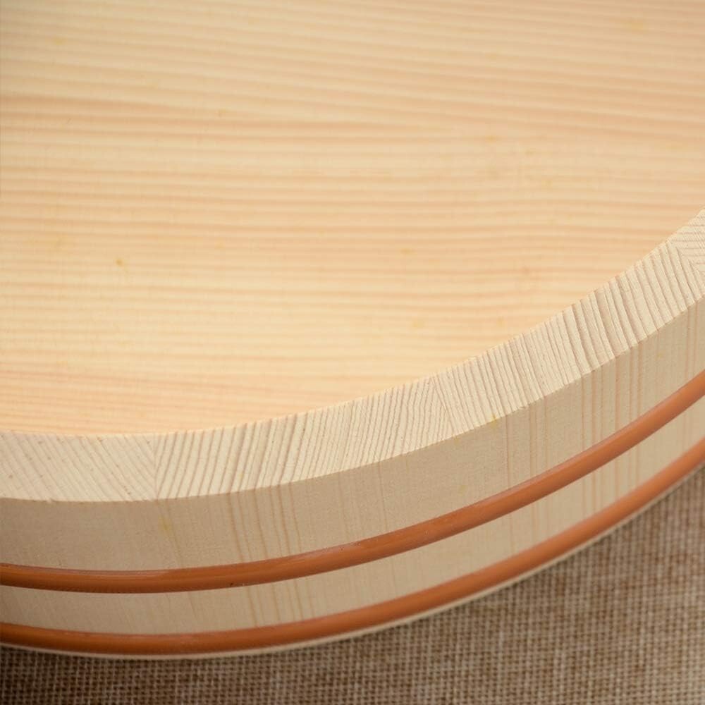 Traditional 14.2 Inch Wooden Sushi Mixing Bowl - Perfect for Home Sushi Nights