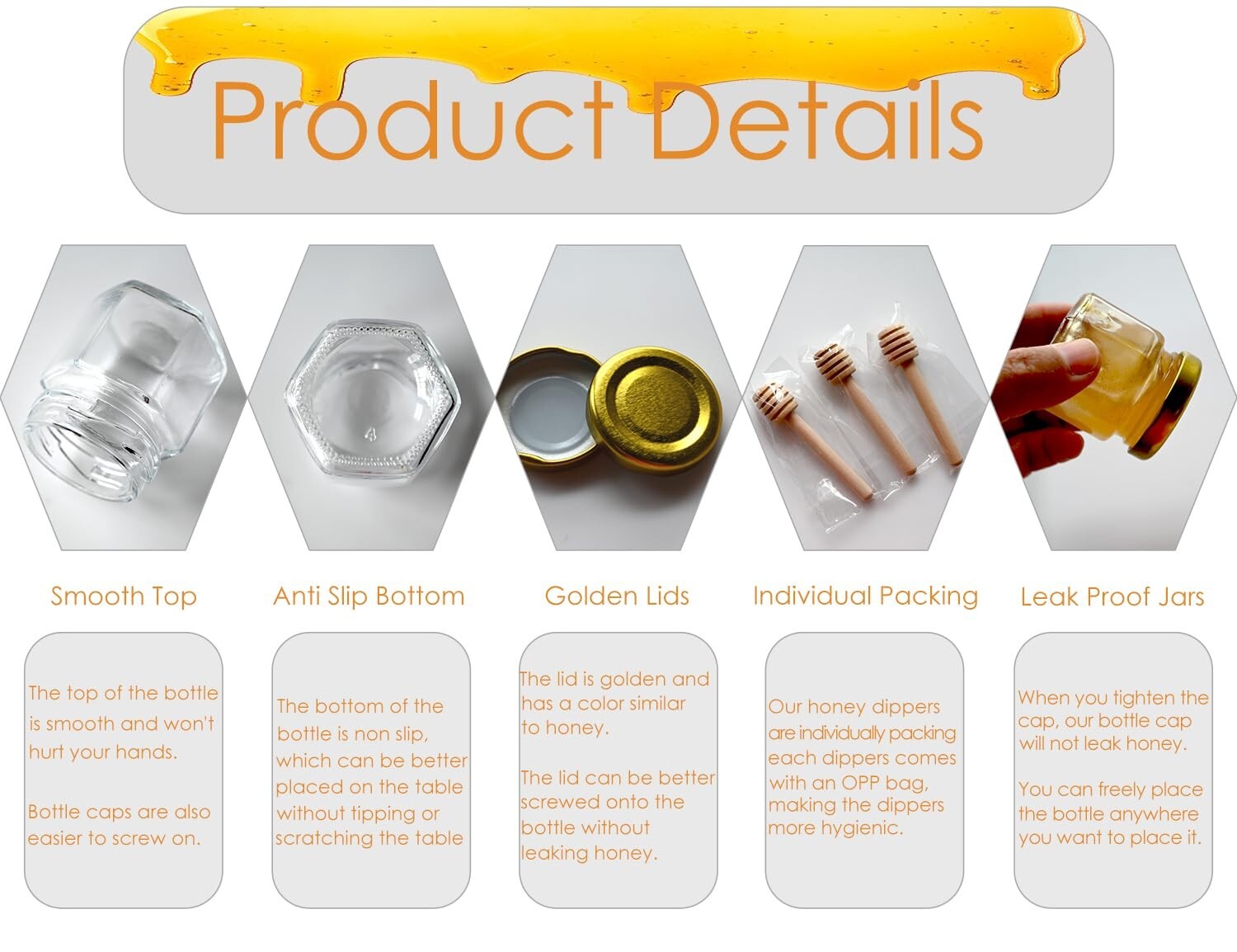 Elegant Mini Honey Jars with Dipper - Perfect Party & Wedding Favors - 60 Pack