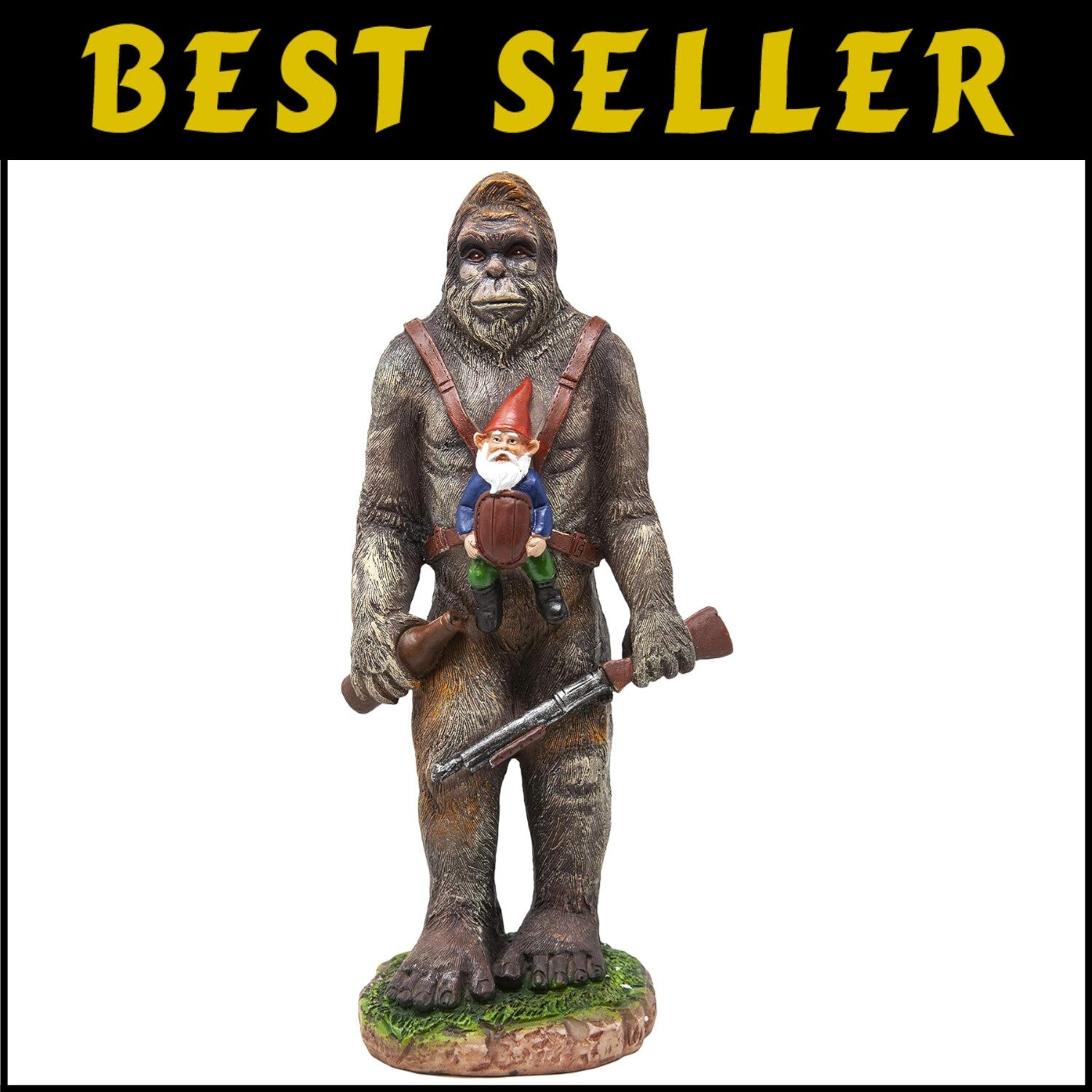 Mythical Bigfoot and Gnome Duo – Unique Garden Statue for Home and Patio