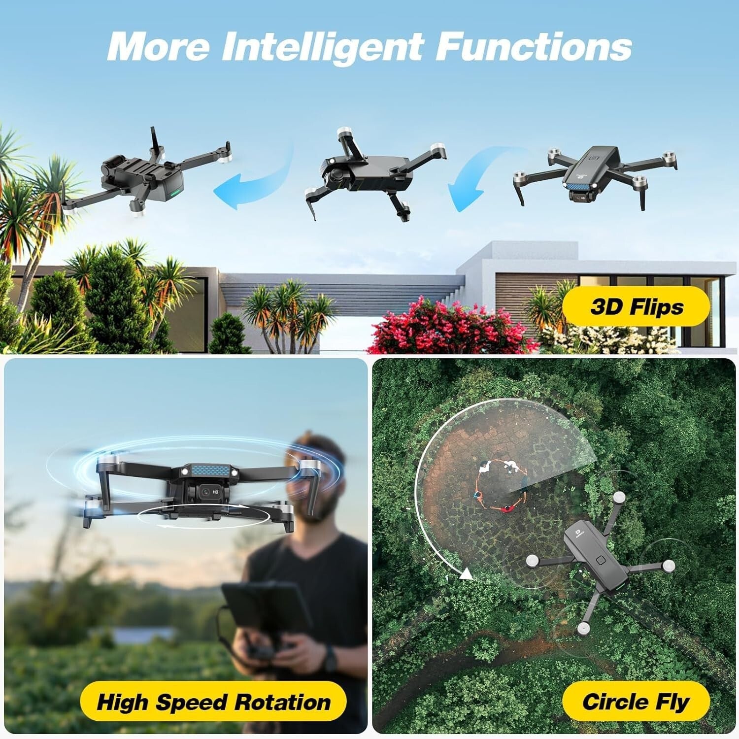 Foldable D20S Drone with 1080P Camera - Two Batteries, Easy One-Button Control
