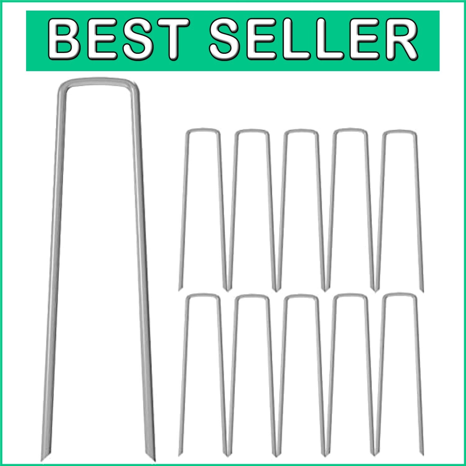 12” Heavy Duty Landscape Staples - 200 Galvanized Steel Pegs for Garden Use