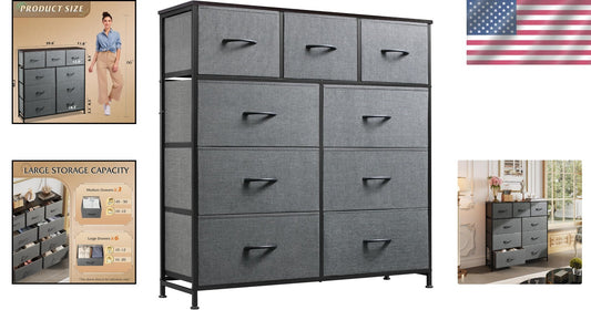 Durable 9-Drawer Fabric Tower with Easy Pull Handles - Stylish Storage Solution