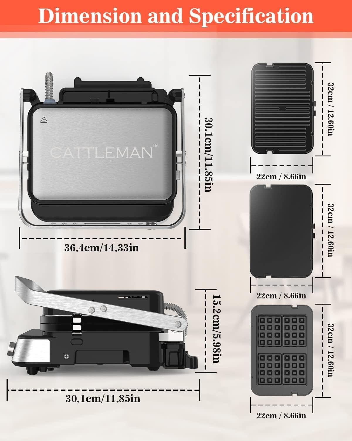 Indoor Cooking Made Easy: 6-in-1 Grill with Nonstick Plates & Meat Thermometer