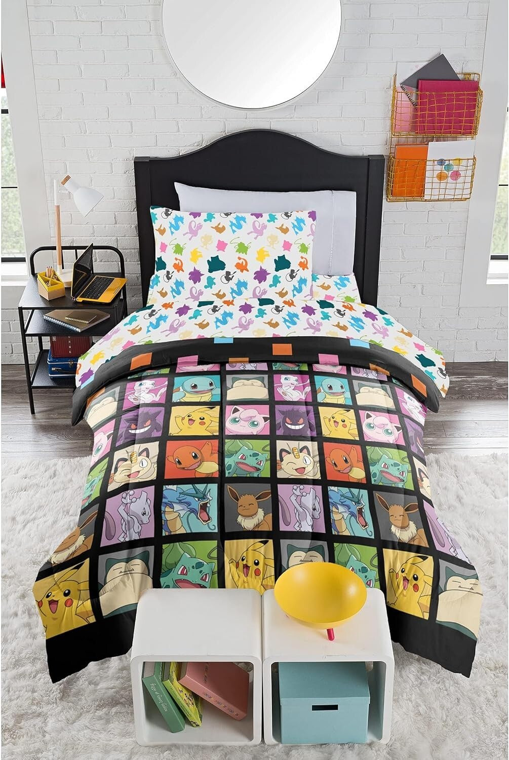 Exciting Pokémon Twin Bed Set with Comforter, Sheets & Pillowcases - Cozy Design