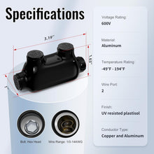 Load image into Gallery viewer, Quick Connect Dual Port Electrical Connectors for 1/0-14 AWG Wires - 6 Count