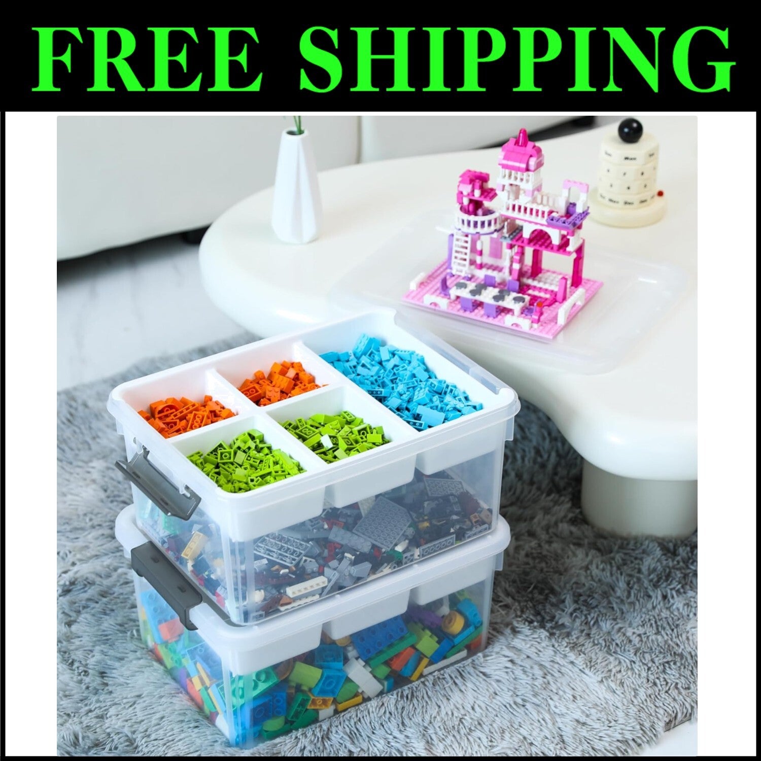 17 Quart Plastic Storage Bins - Stackable Organizers for Crafts & Toys, 2 Pack