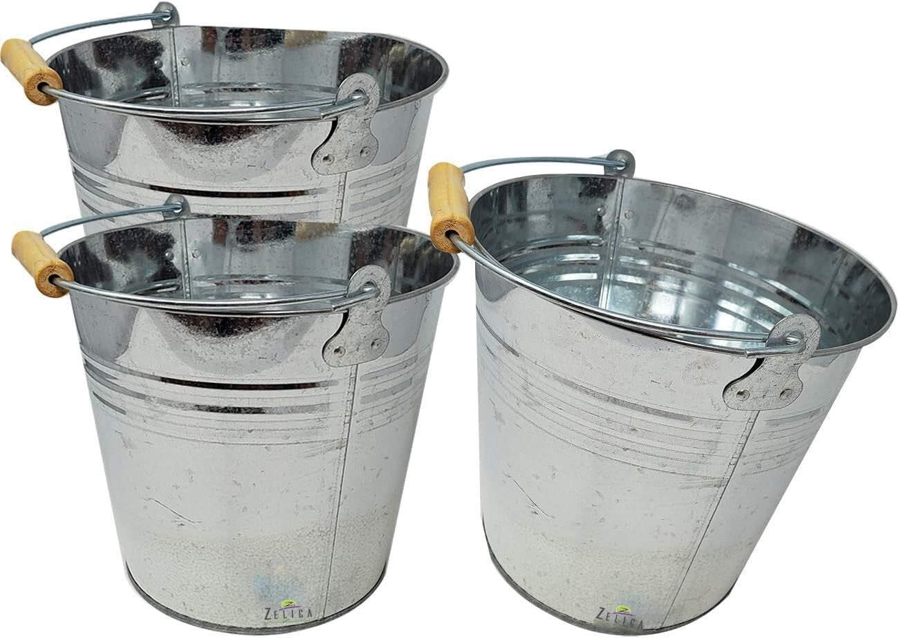 Versatile 3-Pack Metal Buckets - Ideal for Ice, Beer, or Retro Gift Baskets