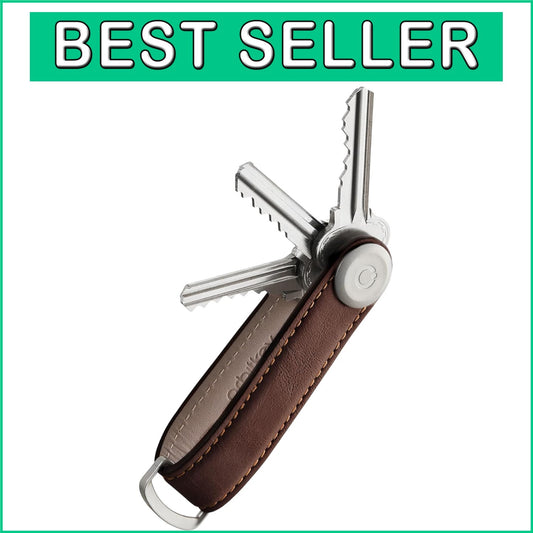 Durable Hand-Crafted Leather Key Holder with Stainless Steel Locking Mechanism