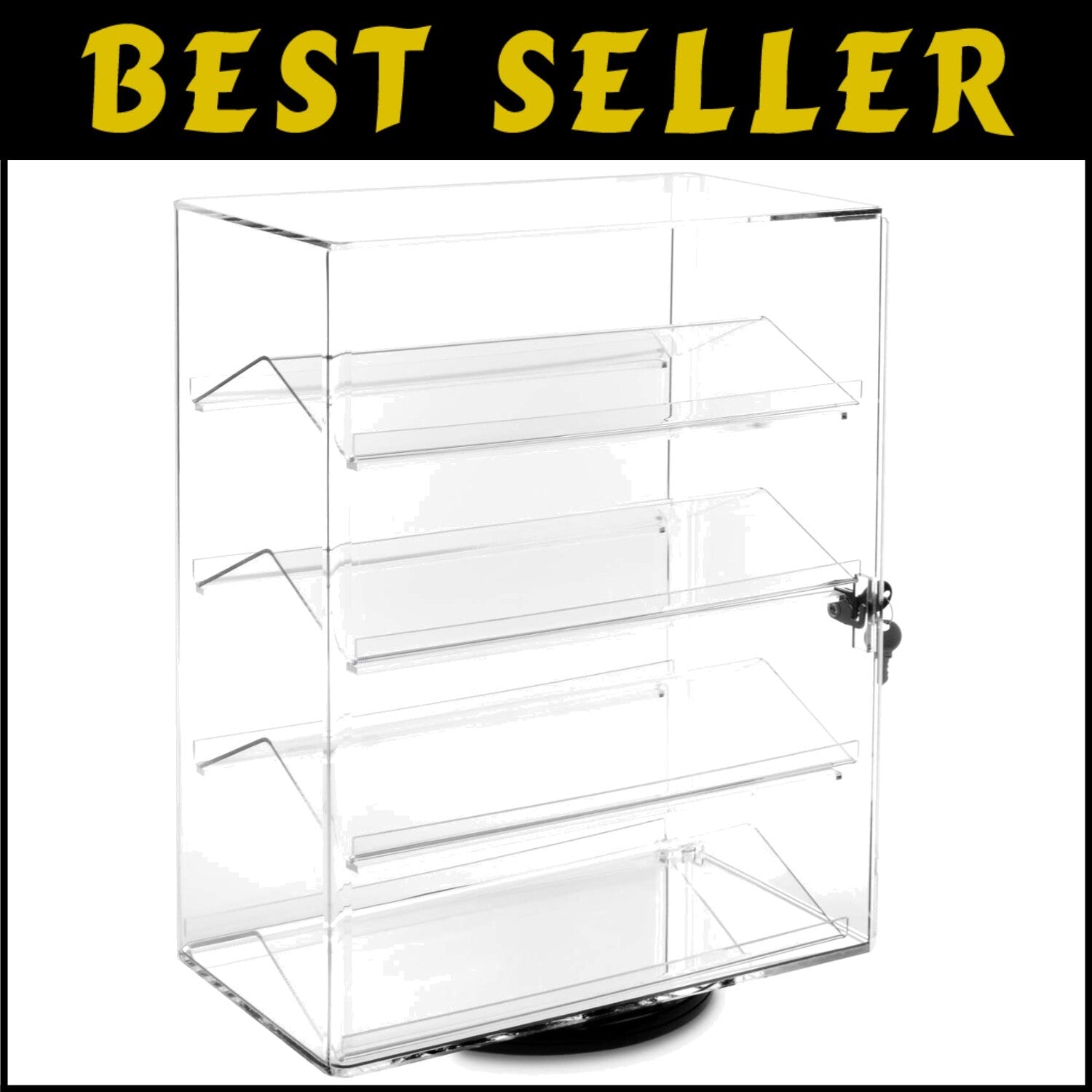 Premium 4-Tier Acrylic Display Case for Sunglasses & Collectibles - Rotating