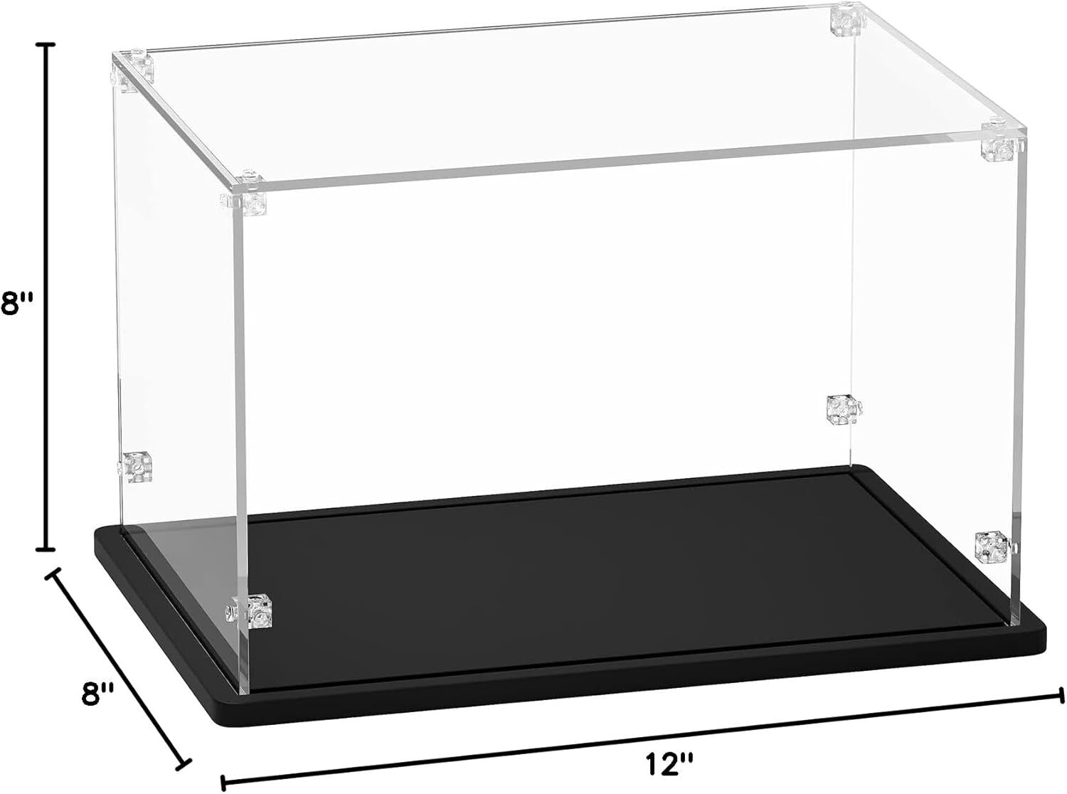 12x8x8 Inch Sturdy Acrylic Display Case - Clear Dustproof Container for Figures